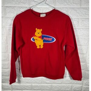 Disney‎ Store Winnie the Pooh Red Fleece Sweatshirt Kids Large Pooh Bear Cute